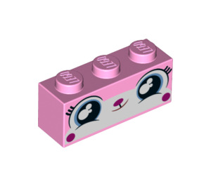 LEGO Leuchtendes Rosa Stein 1 x 3 mit Smiling unikitty Gesicht (3622 / 47760)