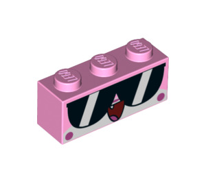 LEGO Leuchtend rosa Backstein 1 x 3 mit UniKitty Dekoration (Sunglasses, Open Mouth) (3622 / 39020)