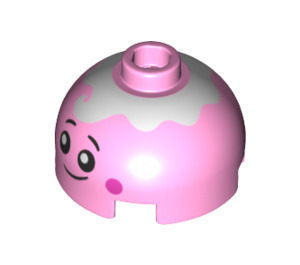 LEGO Bright Pink Brick 2 x 2 Round with Dome Top with Ice Cream Cone Face (Hollow Stud, Axle Holder) (18841 / 59440)