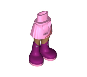 LEGO Fel roze Heup met Basic Gebogen Rok met Magenta Boots met Zilver Sterren met dik scharnier (35634)