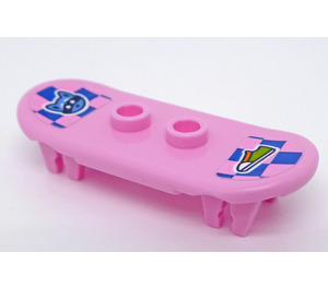 LEGO Bright Pink Minifig Skateboard with Four Wheel Clips with Cat Head and Shoe Sticker (42511)