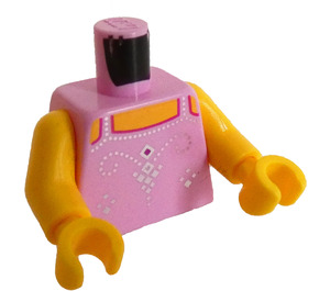 LEGO Světle růžová Minifigurka Trup Tank Horní s stříbrný Dotted Filigree (973)