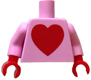 LEGO Rosa brillante Minifigura Torso con Grande Rojo Corazón (973)