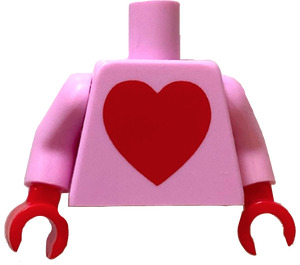 LEGO Leuchtend rosa Minifig Torso mit Groß rot Herz (973)