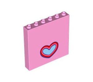 LEGO Bright Pink Panel 1 x 6 x 5 with Heart (59349 / 104475)