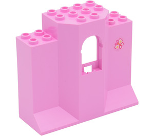 LEGO Bright Pink Panel 3 x 8 x 6 with Window with Butterfly Sticker (48490)