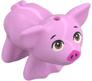 LEGO Bright Pink Pig with Brown Eyes and Short Eyebrows (105990)