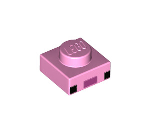 LEGO Bright Pink Plate 1 x 1 with 2 Black Squares and Dark Pink Rectangle (Minecraft Axolotl Face) (1014 / 3024)