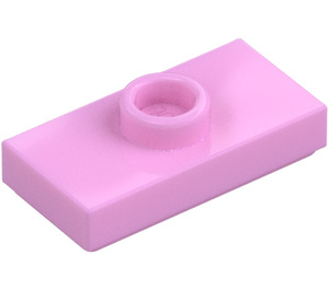 LEGO Leuchtendes Rosa Platte 1 x 2 mit 1 Noppe (mit Nut und unterem Noppenhalter) (15573 / 78823)