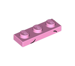 LEGO Fel roze Plaat 1 x 3 met Eyebrows in Zwart (3623 / 20728)