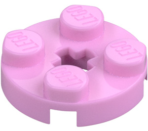 LEGO Klar rosa Plate 2 x 2 Rund med Akselhull (med '+' akselhull) (4032)