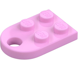 LEGO Leuchtendes Rosa Platte 2 x 3 mit Gerundet Ende und Pin Loch (3176)