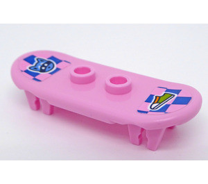 LEGO Bright Pink Skateboard with Four Wheel Clips with Cat Head and Shoe Sticker (42511)