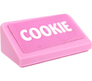 LEGO Fel roze Helling 1 x 2 (31°) met "Cookie" Name Plaat Sticker (85984)