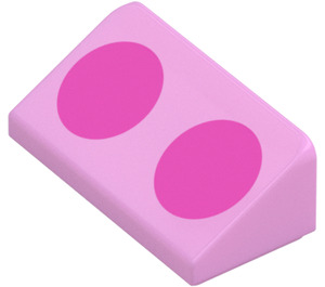 LEGO Bright Pink Slope 1 x 2 (31°) with Dark Pink Circles (85984)