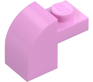 LEGO Fel roze Helling 1 x 2 x 1.3 Gebogen met Plaat (6091 / 32807)