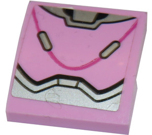 LEGO Bright Pink Slope 2 x 2 Curved with Silver Armor Plates and Dark Pink Curved Line Sticker (15068)