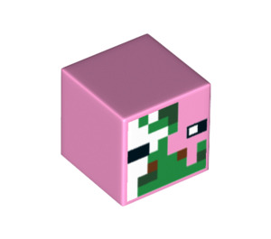 LEGO Leuchtend rosa Platz Minifigure Kopf mit Minecraft Zombie Pigman Gesicht (21128 / 28278)