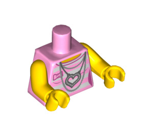 LEGO Bright Pink Striped Shirt and Heart Necklace Torso (973 / 88585)