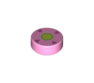 LEGO Bright Pink Tile 1 x 1 Round with Green Circle (30672 / 98138)