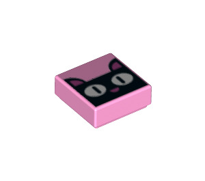 LEGO Rose pétant Tuile 1 x 1 avec Chat Affronter avec rainure (3070 / 48268)
