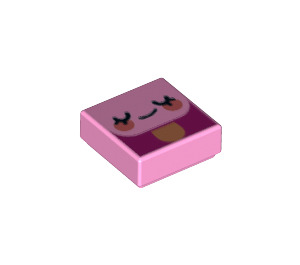 LEGO Bright Pink Tile 1 x 1 with Face with Closed Eyes with Groove (3070 / 67205)
