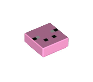 LEGO Fel roze Tegel 1 x 1 met Minecraft Pig Gezicht Patroon met groef (3070bpb78 / 17058)