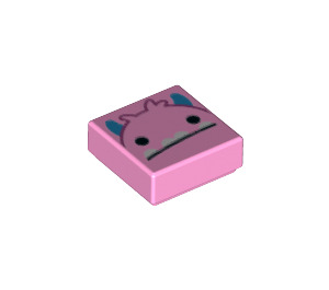 LEGO Fel roze Tegel 1 x 1 met Monster met Horns en gesloten Mouth met groef (3070 / 78509)