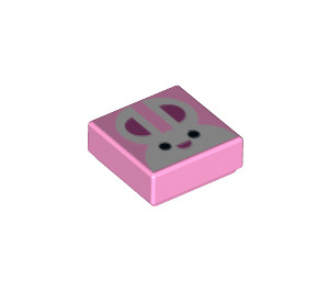 LEGO Bright Pink Tile 1 x 1 with Rabbit Face with Groove (3070 / 48269)