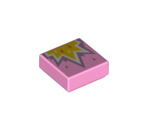 LEGO Bright Pink Tile 1 x 1 with Yellow Explosion with Groove (3070 / 69461)