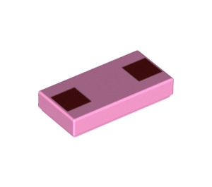 LEGO Bright Pink Tile 1 x 2 with Brown Squares with Groove (3069 / 66775)
