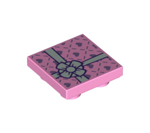 LEGO Bright Pink Tile 2 x 2 Inverted with Present with Bow (11203 / 36177)
