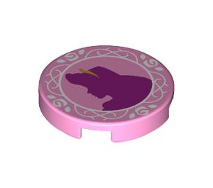 LEGO Bright Pink Tile 2 x 2 Round with Aurora Silhouette with Bottom Stud Holder (14769 / 106660)