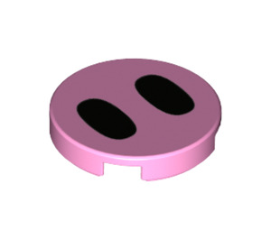 LEGO Bright Pink Tile 2 x 2 Round with Pig Nose Decoration with Bottom Stud Holder (14769 / 39128)