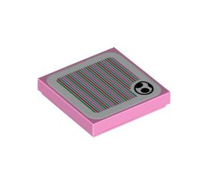LEGO Bright Pink Tile 2 x 2 with Yoshi Egg Scanner Code with Groove (3068 / 82572)