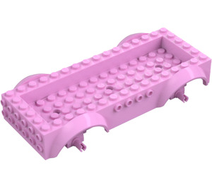 LEGO Bright Pink Vehicle Base 8 x 16 x 2.5 with 3 Holes with Same Color Wheel Holders (18937)