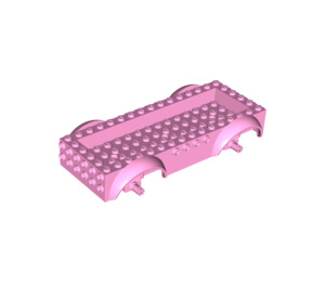 LEGO Bright Pink Vehicle Base 8 x 16 x 2.5 with 3 Holes with Same Color Wheel Holders (18937)