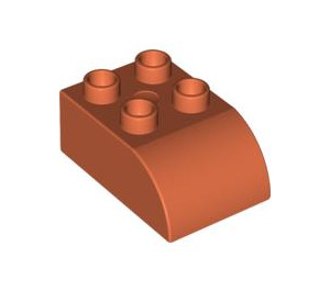 LEGO Leuchtendes rötliches Orange Duplo Backstein 2 x 3 mit Gebogenes Oberteil (2302)