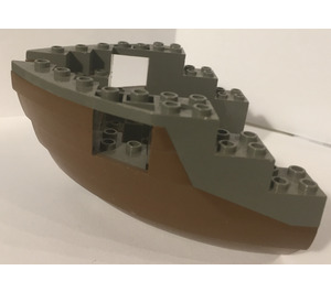 LEGO Brown Boat Bow 12 x 12 x 5.3 Hull with Dark Gray Top (6051)
