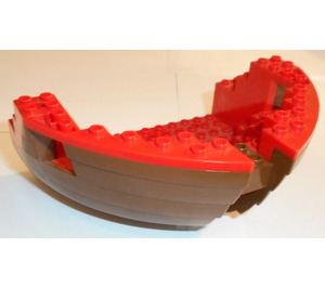 LEGO Bruin Boat Bow 16 x 12 x 5.3 Hull Inside Assembly - Rood Top (2557)