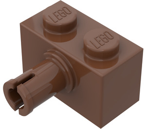 LEGO Brown Brick 1 x 2 with Pin without Bottom Stud Holder (2458)