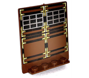 LEGO Brown Door 2 x 5 x 5 Revolving with Gold/Black Room Divider (30102 / 30344)