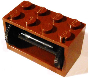 LEGO Bruin Slang Reel 2 x 4 x 2 Houder met Spool