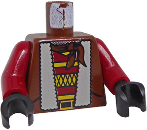 LEGO Marrón Ngan Pa Torso con Rojo oscuro Brazos y Negro Manos (973)