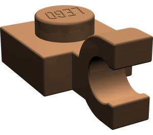 LEGO Bruin Plaat 1 x 1 met Horizontale Klem (Clip met platte voorkant) (6019)