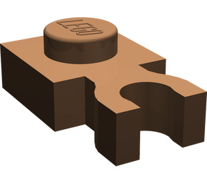 LEGO marron assiette 1 x 1 avec Verticale Agrafe (Clip en U épais) (4085 / 60897)