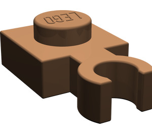 LEGO Braun Platte 1 x 1 mit Vertikale Clip (Dünner offener O-Clip)