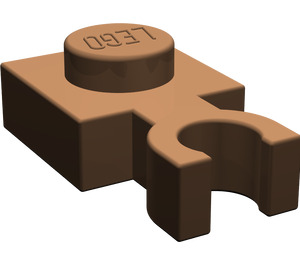 LEGO Braun Platte 1 x 1 mit Vertikale Clip (Dünner U-Clip) (4085 / 60897)