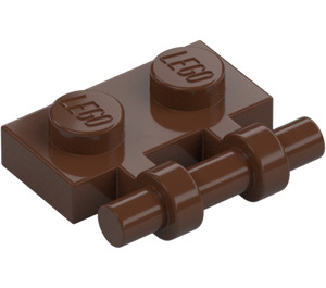 LEGO Brun Plade 1 x 2 med Håndtere (Åbne ender) (2540)