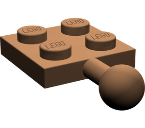 LEGO Brown Plate 2 x 2 with Ball Joint and No Hole in Plate (3729)